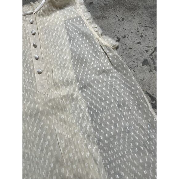 YAYA Silk Blouse Women’s Cream Sheer Button Up Size‎ M Ruffle - Picture 4 of 7